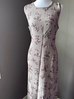 Enfocus Studio Cream Maxi Dress with Mauve Floral Pattern